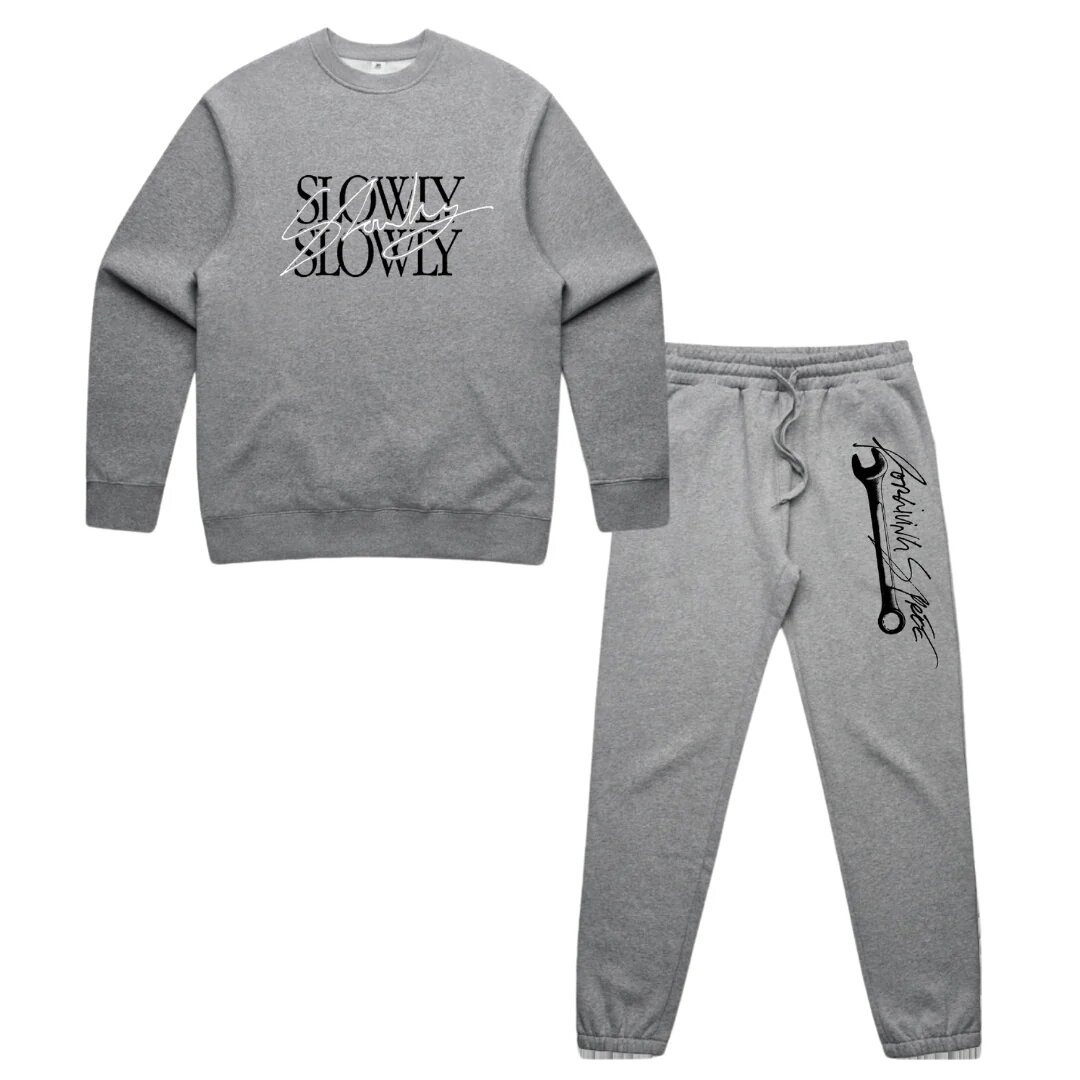 Slowly Slowly / Forgiving Spree Matching Tracksuit Set (Grey Marle) + Digital Download